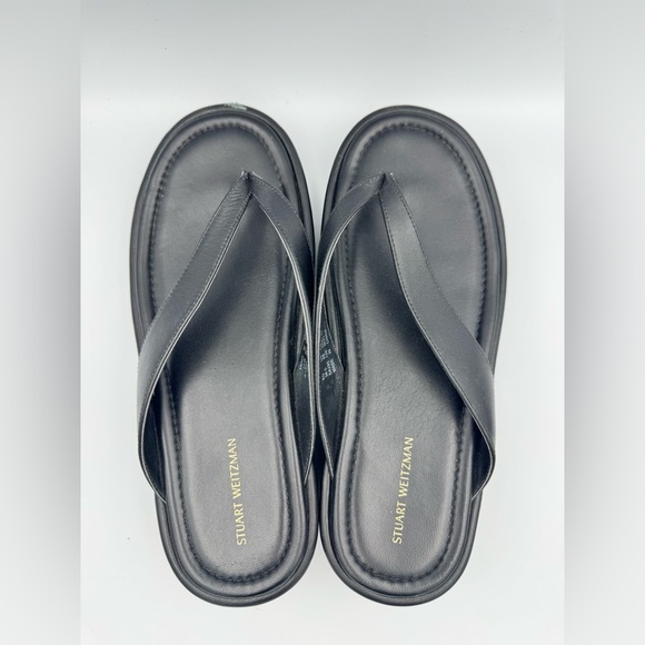 Stuart Weitzman Black Leather Platform Flip Flops - Picture 5 of 10